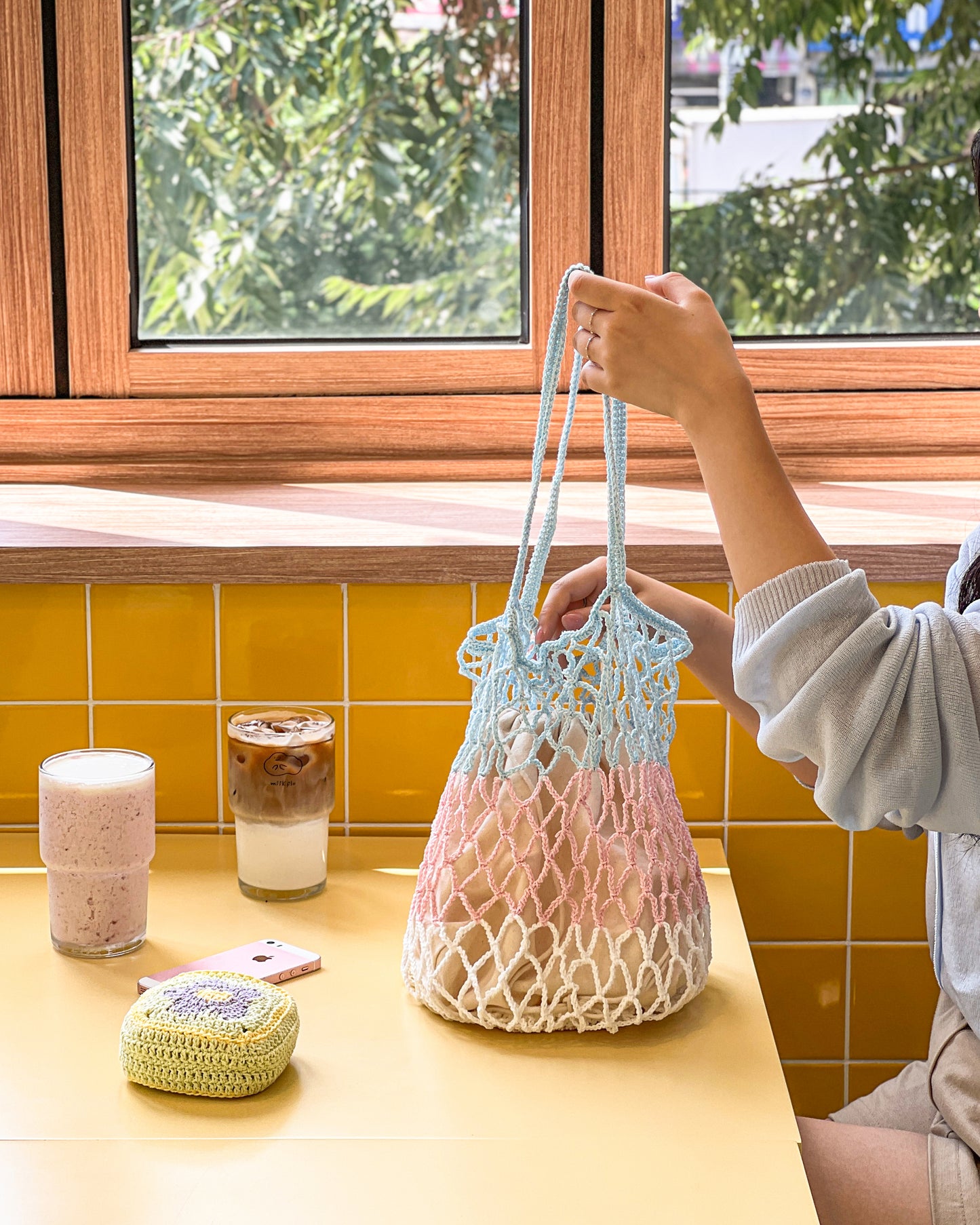 DIY Package | Chablis Check Net Flower Pocket Bag