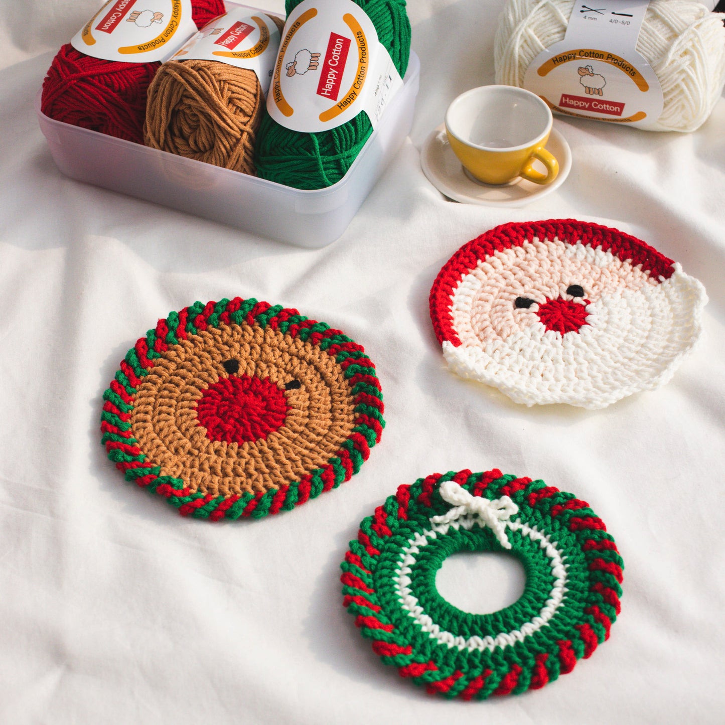 Happy Merry Tea Coaster | Pattern ONLY