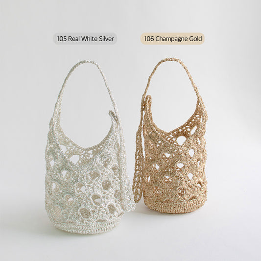 メタリックプレーコードオリーブバッグ_編み図 - JAPANESE ver.