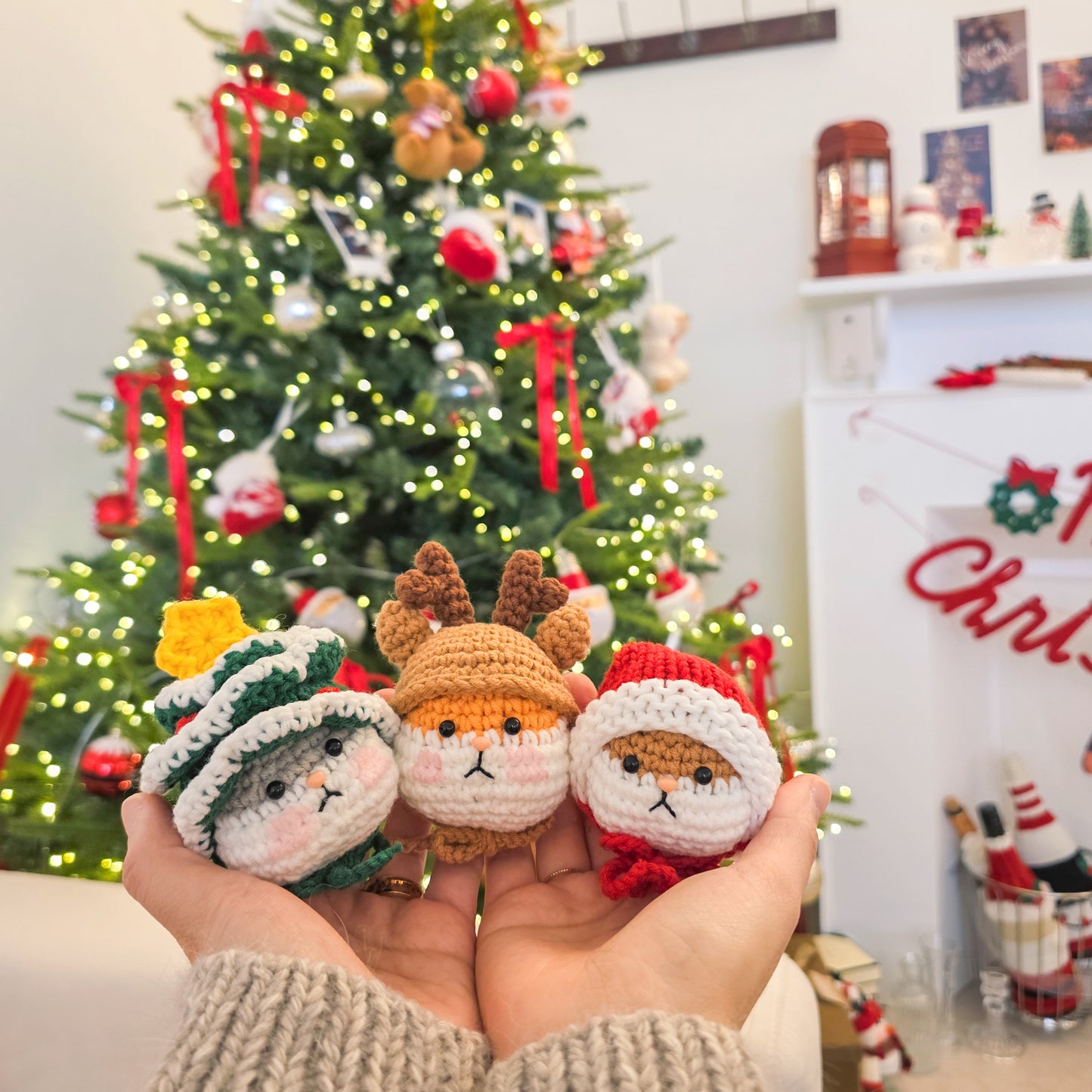 Happy Cotton Christmas Hamster Keyring | Pattern ONLY