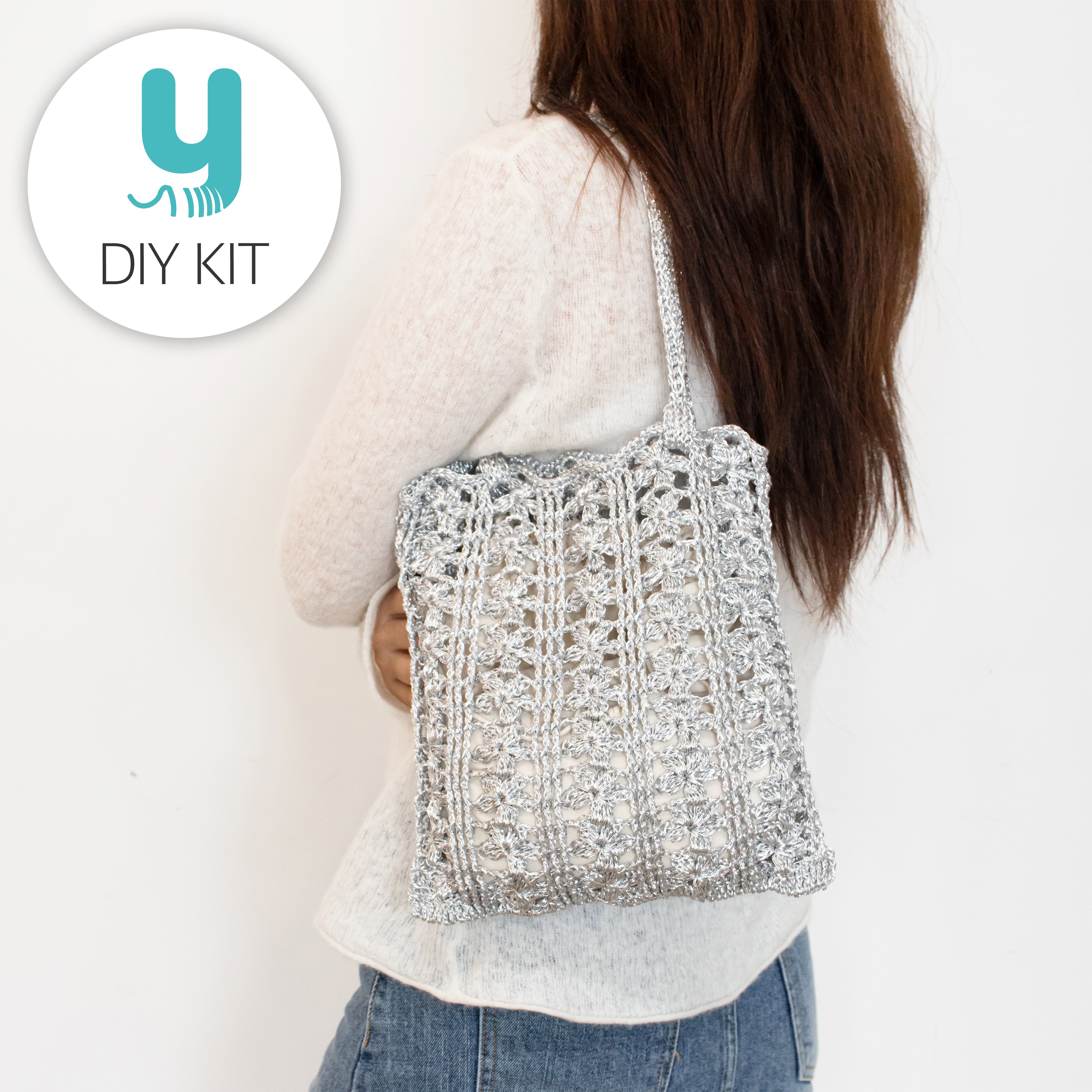 Metalic Play Code Pattern DIY Package | Metallic Play Code Flower Bag(Basic Colors) – Yarn-a