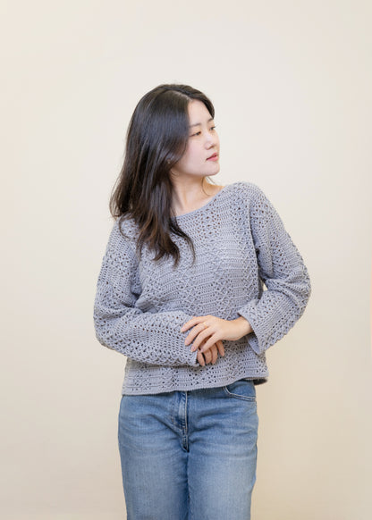 コットンクリームモリセーター編み図 - JAPANESE ver.