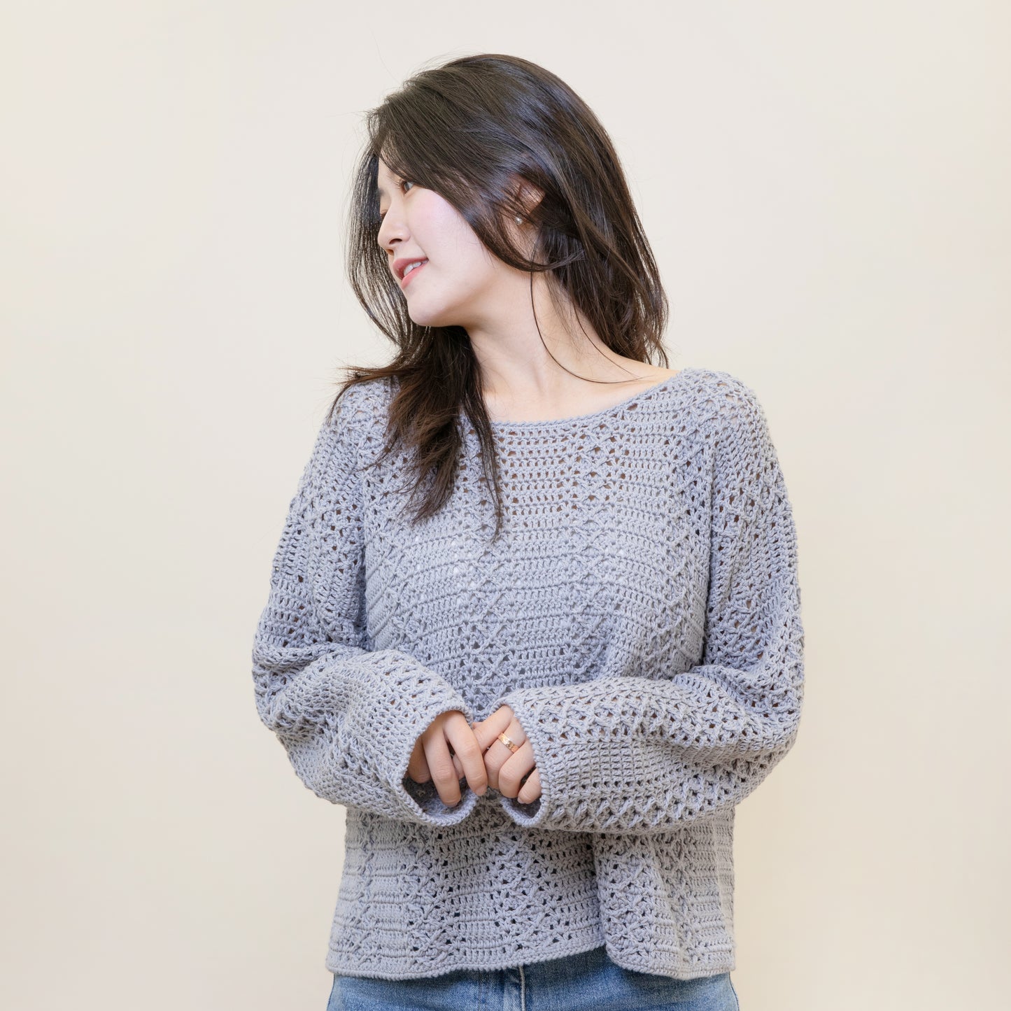 コットンクリームモリセーター編み図 - JAPANESE ver.