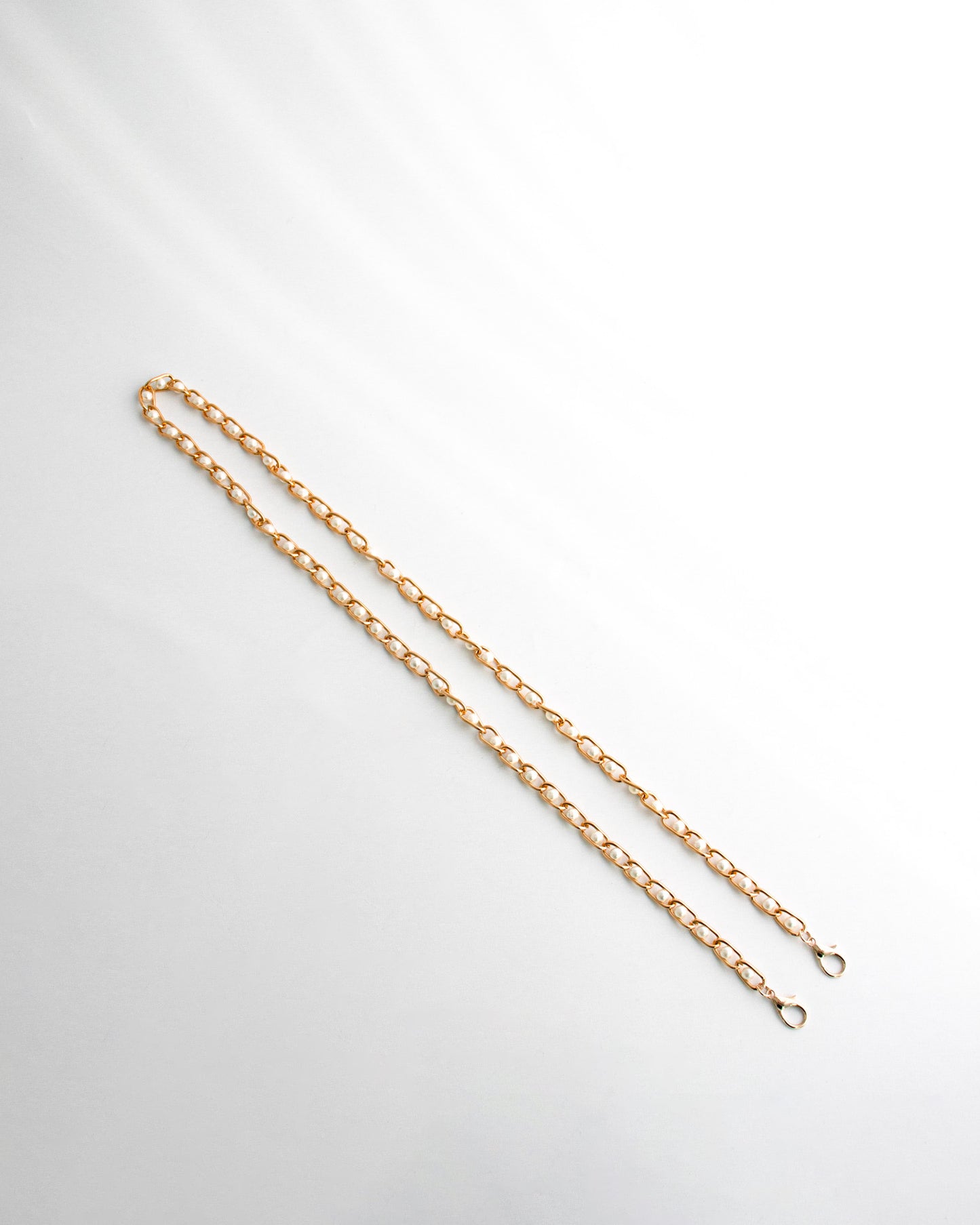 Pearl Decorated Gold Chain Strap
