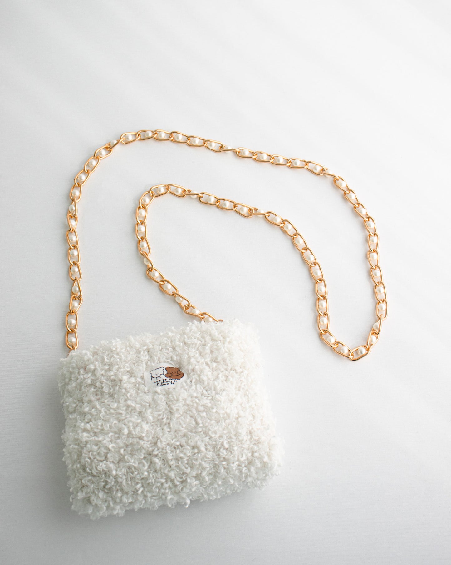 Pearl Decorated Gold Chain Strap